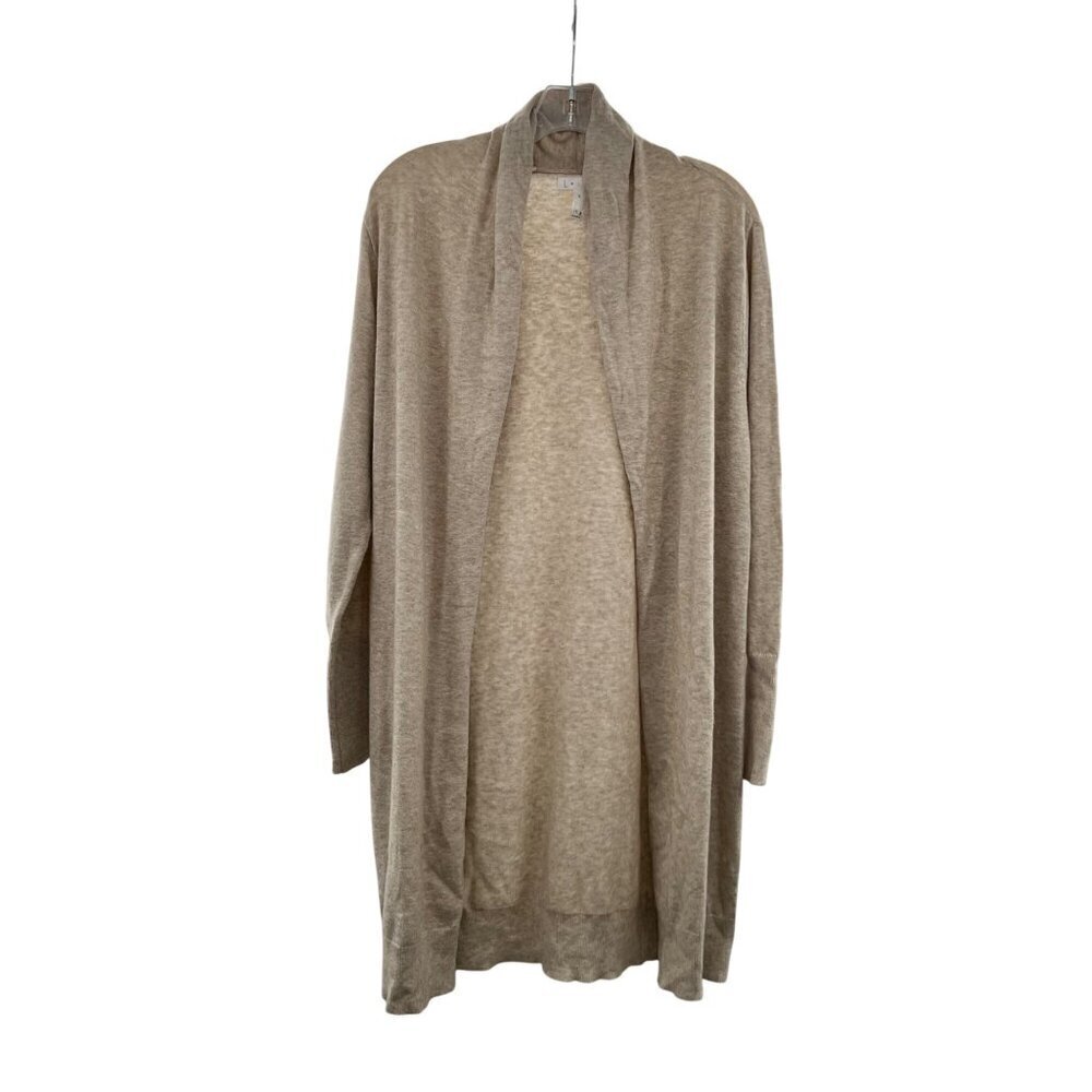 Leith Women's Open Front Duster Cardigan Lightweight Beige Size Small